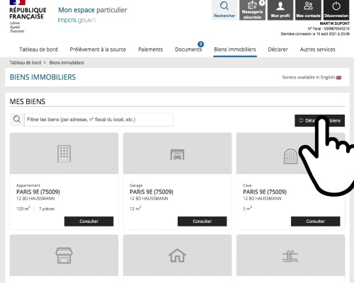 Voir le dtail de ses biens immobilliers sur impots.gouv.fr