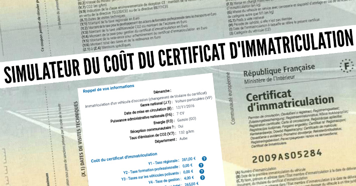 Simulateur du cot d'une carte grise prix certificat immatriculation