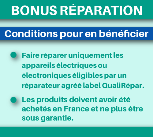 Conditions du bonus réparations appareils électriques