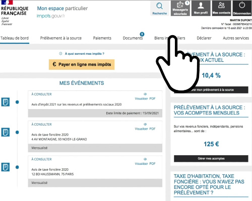 Comment se connecter  Grer mes biens immobilliers sur impots.gouv.fr