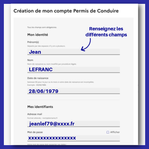 Cration d'un compte Mespoints.permisdeconduire.gouv.fr